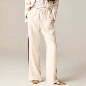J. Crew Stratus Side-Stripe Pant Ivory Luster Canvas Wide Leg Red Velvet Stripe